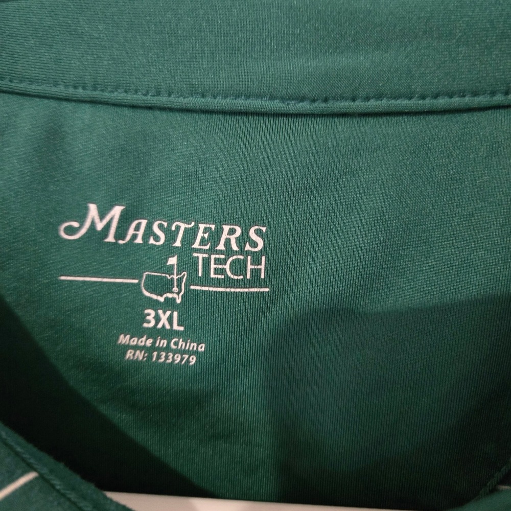 Masters Tech Golf Polo Mens 3XL Green Striped Tournament Logo Short Sleeve - Picture 4 of 10